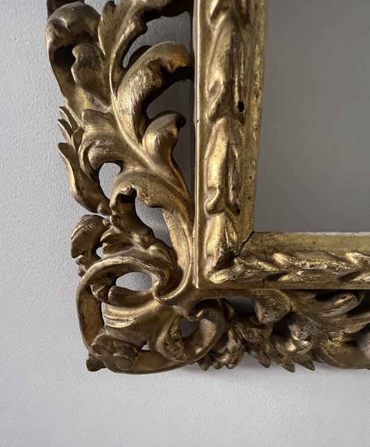 SUPERBA GRANDE CORNICE FIORENTINA INTAGLIATA DELLA METÀ DEL XIX SECOLO