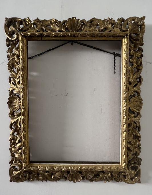 SUPERBA GRANDE CORNICE FIORENTINA INTAGLIATA DELLA METÀ DEL XIX SECOLO