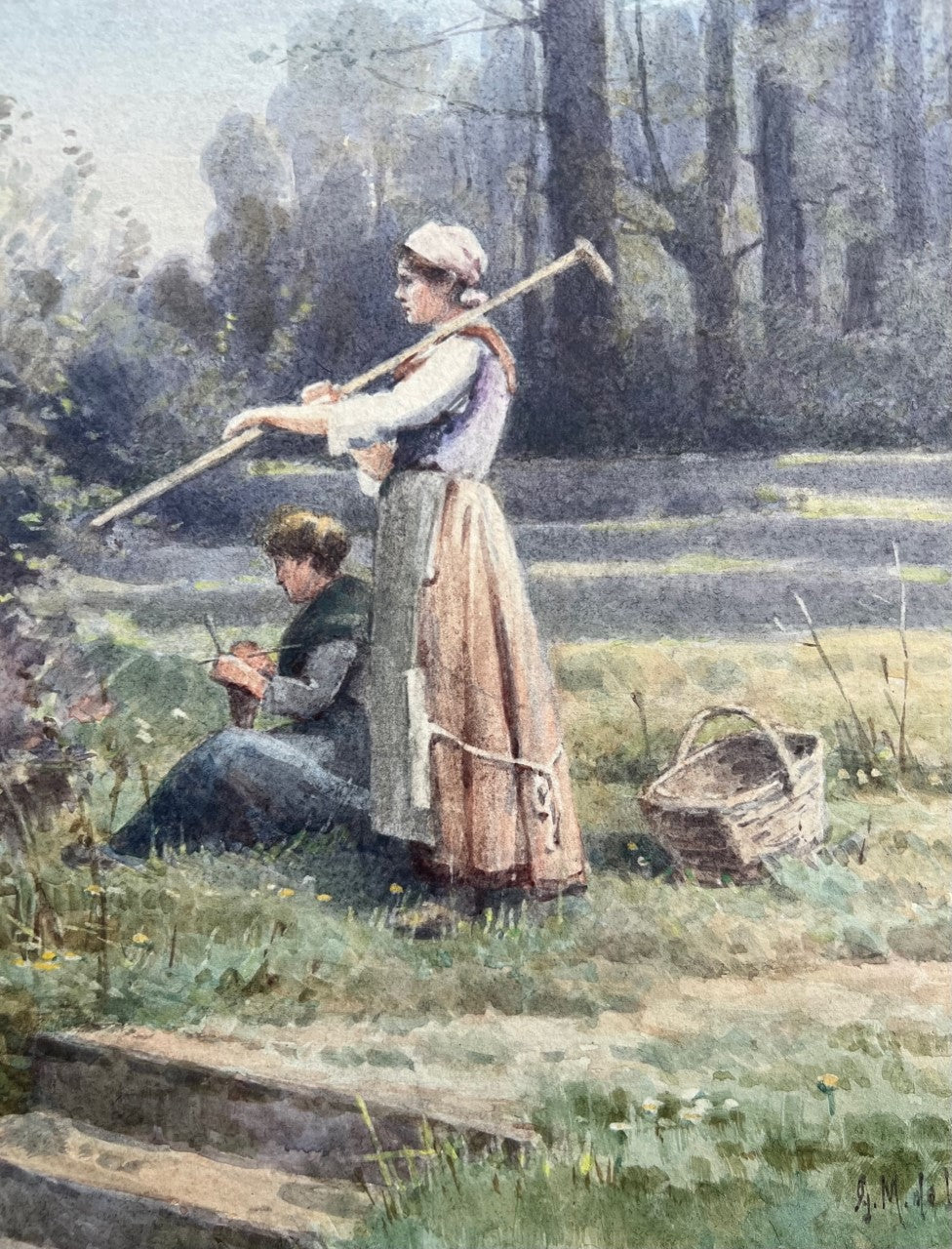 C1880 WATERCOLOUR BY GEORGINA MARTHA DE L'AUBINIERE 1848 - 1930