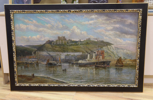 ATT JOHN GENDALL 1790 - 1865 LARGE OIL ON CANVAS DOVER HARBOUR