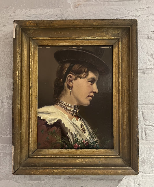 OLIO SU BORDO "BELLA RAGAZZA" FORSE TEDESCO ANNI '30