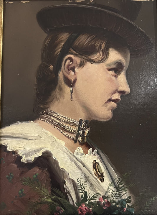 OLIO SU BORDO "BELLA RAGAZZA" FORSE TEDESCO ANNI '30
