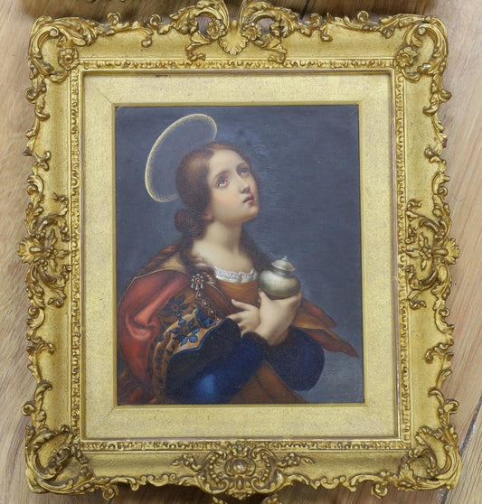 C1840 GRAND TOUR OLIO SU BORDO "MAGDALENA PENITENTE" CORNICE D'EPOCA FINE