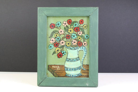 1942 OIL ON BOARD "STILL LIFE DAISIES"