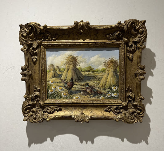 Olio su tela “Fagiano nel campo” degli anni ’70