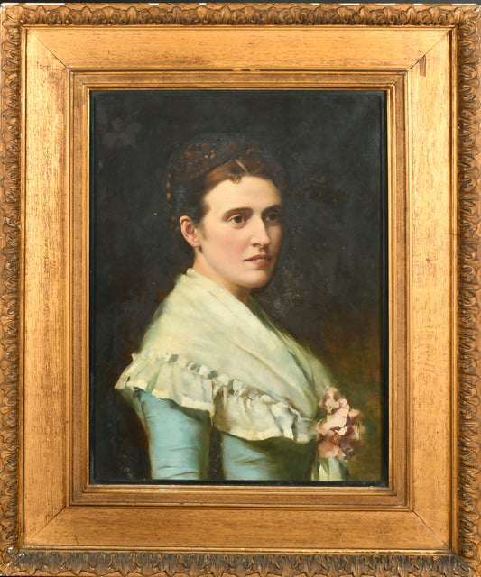 SUPERBO OLIO SU TELA DEL XIX SECOLO BELLA GIOVANE DONNA IMPRESSIONISTA