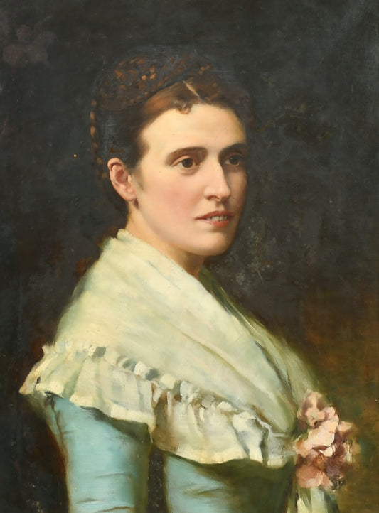 SUPERBO OLIO SU TELA DEL XIX SECOLO BELLA GIOVANE DONNA IMPRESSIONISTA