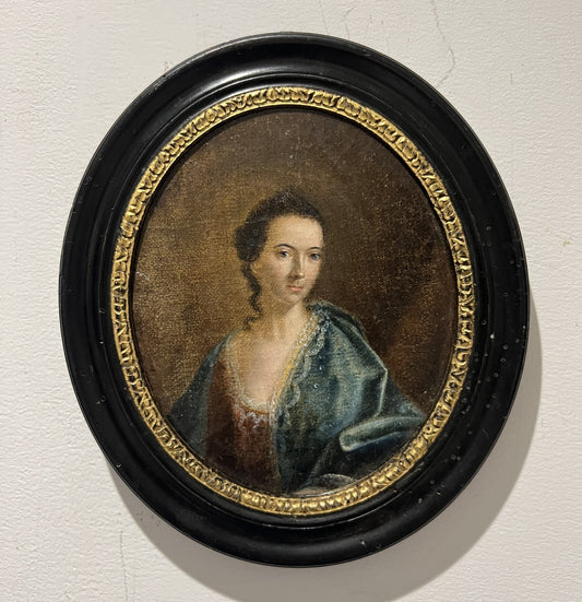 18th CENTURY OIL ON CANVAS "BEAUTIFUL YOUNG WOMAN"