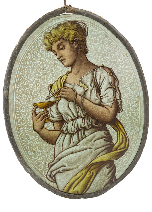 C1860/70S STAINED GLASS PANEL - PRE RAPHAELITE