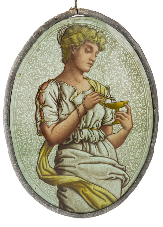 C1860/70S STAINED GLASS PANEL - PRE RAPHAELITE