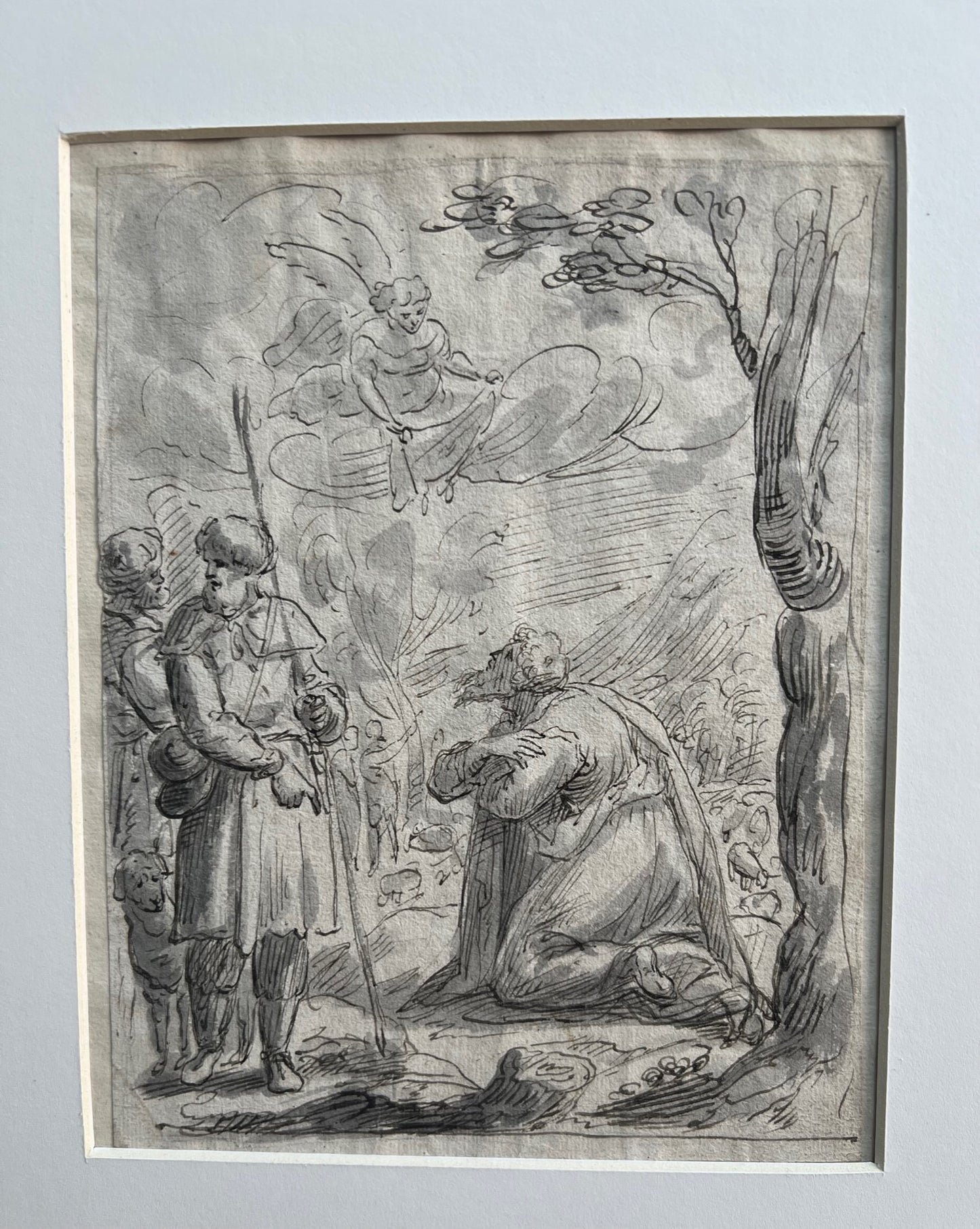 OLD MASTER DRAWING "BIBLICAL" PEN, INK & WASH 17TH CENTURY