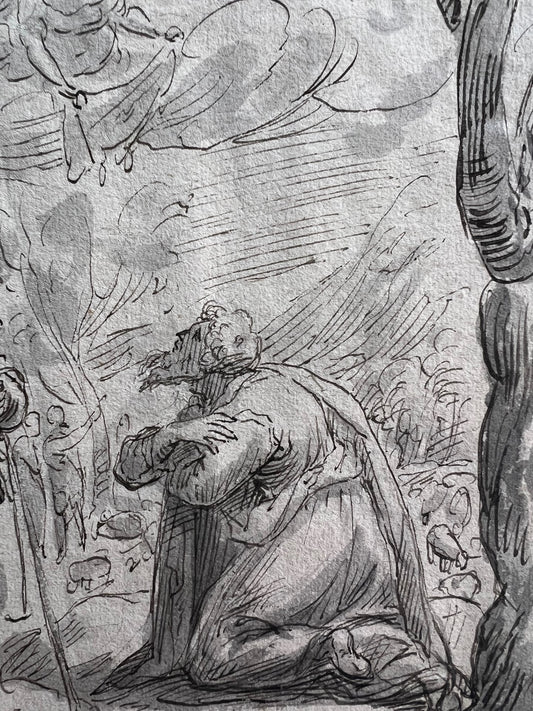 OLD MASTER DRAWING "BIBLICAL" PEN, INK & WASH 17TH CENTURY
