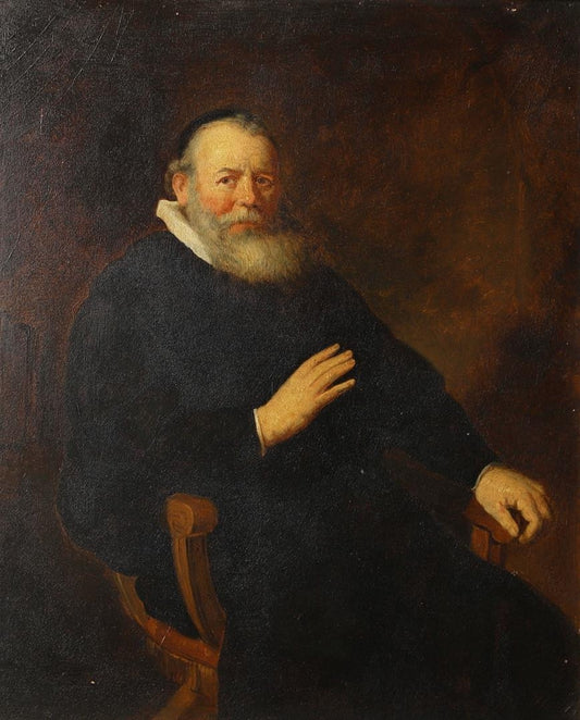 C1820S DOPO REMBRANDT(1606-1669). RITRATTO DEL PREDICATORE ELEAZAR SWALMIUS. OLIO A BORDO