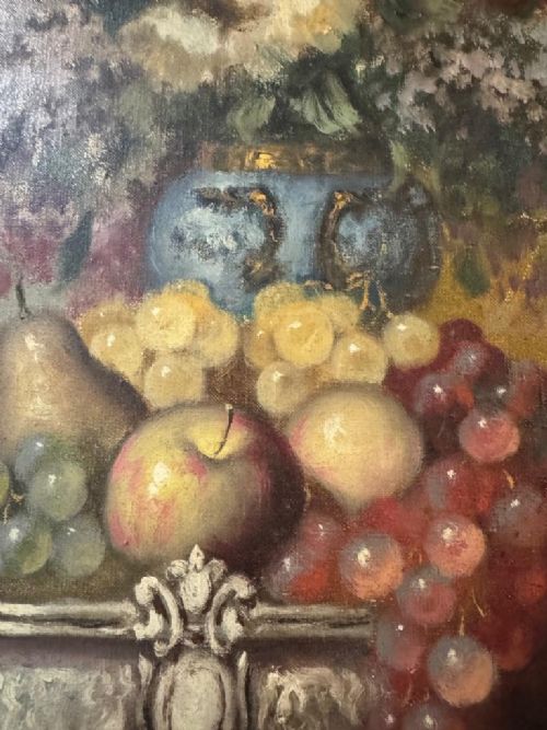 BELA BALOGH (1909-1980) STILL LIFE OIL ON CANVAS C1960 'FRUIT AND FLOWERS'