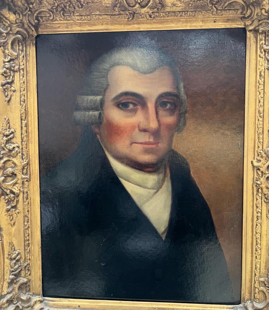 Ritratto primitivo della fine del XVIII secolo di un gentiluomo di campagna.