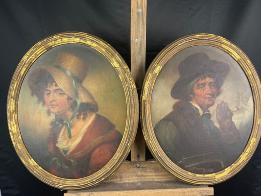 ATT: Thomas Barker di Bath 1769-1847 Coppia di ritratti dipinti ad olio