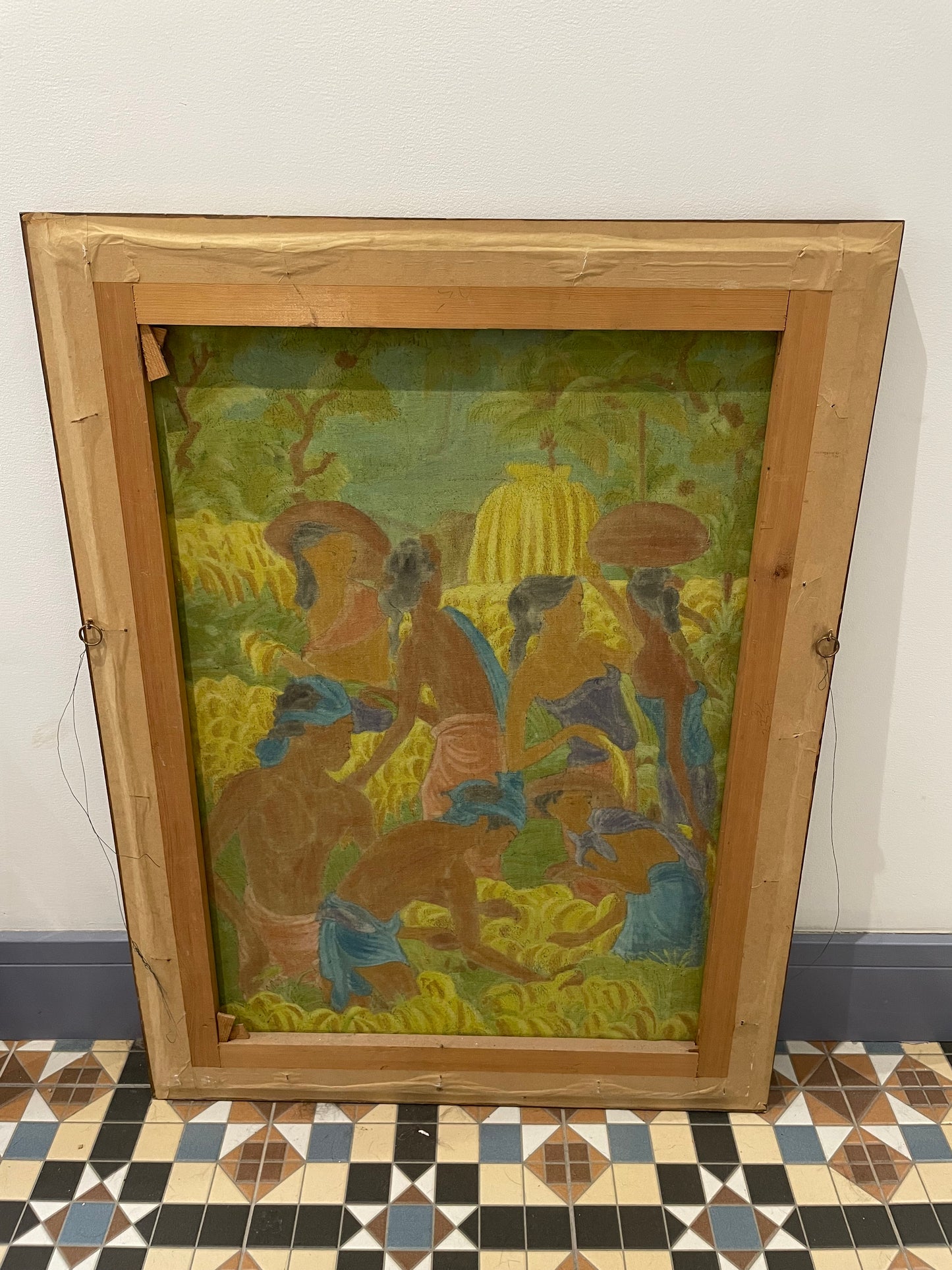 Scena del raccolto batik degli anni '50 circa