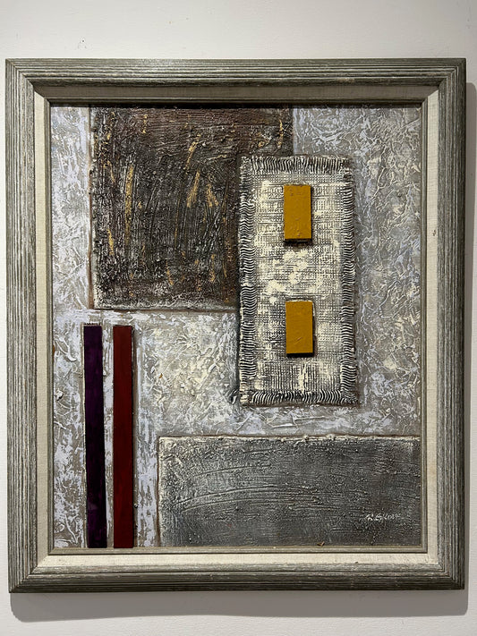 MID CENTURY MODERN mixed media oil on canvas board Framed