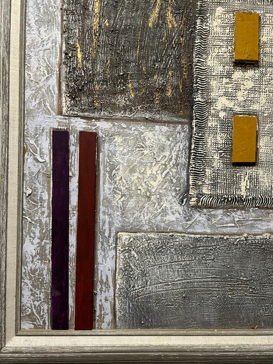 MID CENTURY MODERN mixed media oil on canvas board Framed