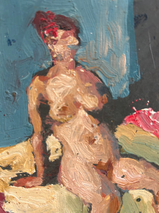 Female Nude oil on Canvas 1960's by Gabor Miklossy