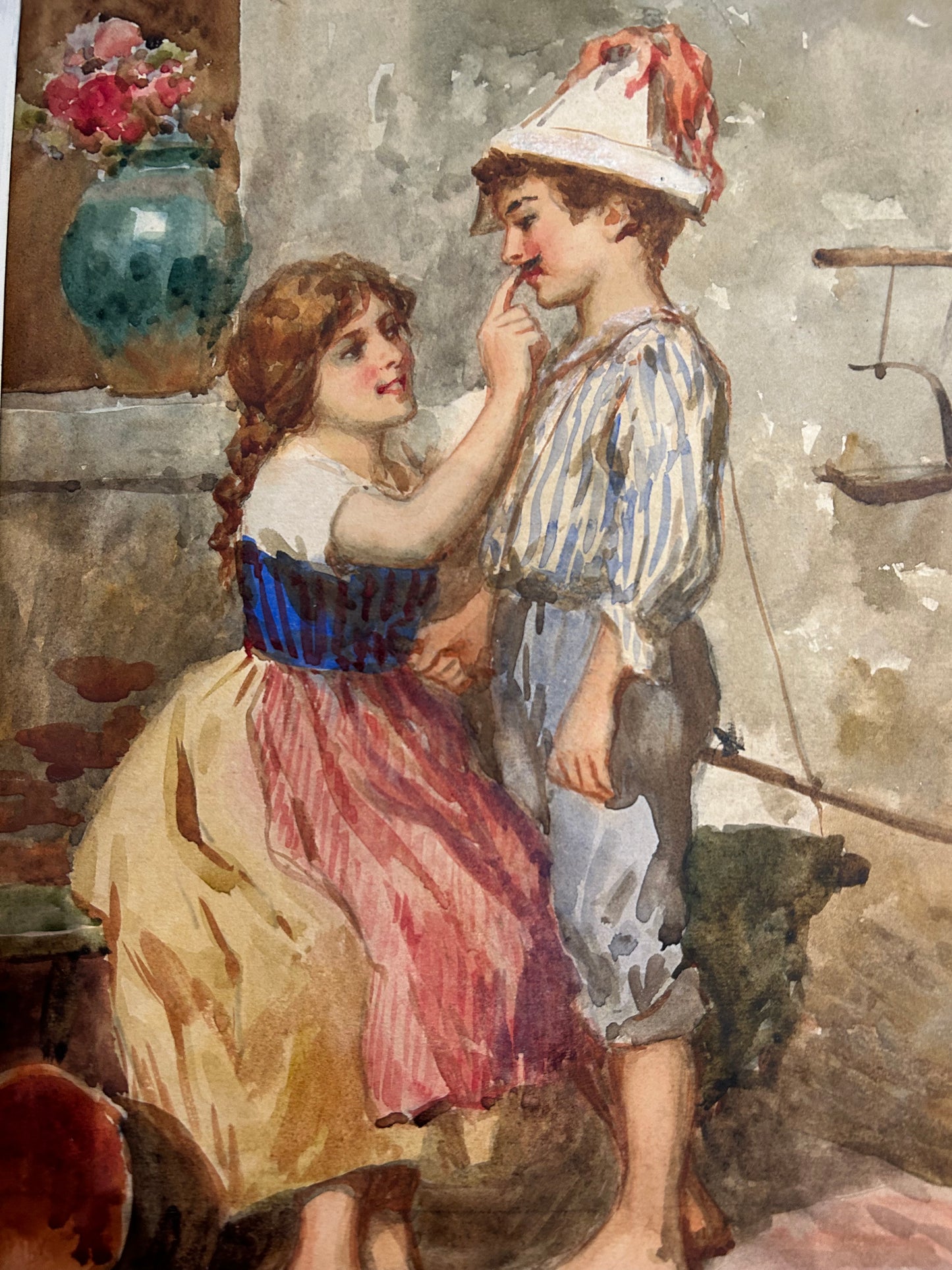 Leonardo Morello Italian late Victorian "Children Playing Dress Up"