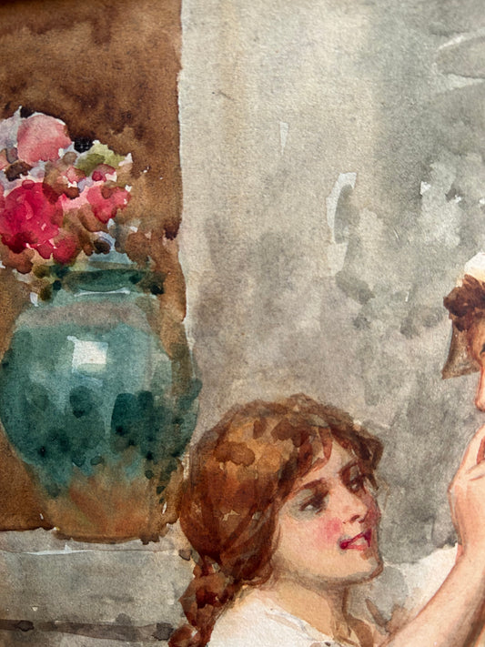 Leonardo Morello Italian late Victorian "Children Playing Dress Up"