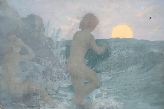 Vereker Monteith Hamilton Scottish b 1856, Morning Swim, Oil on Board C1920