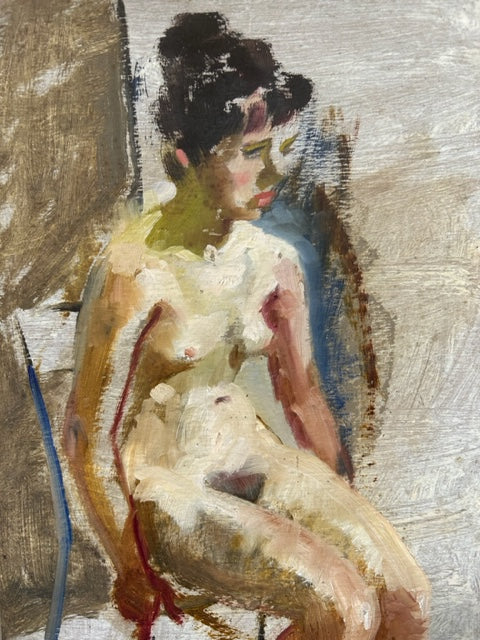 Olio su tavola attribuito a Ken Howard RA (1932-2022)