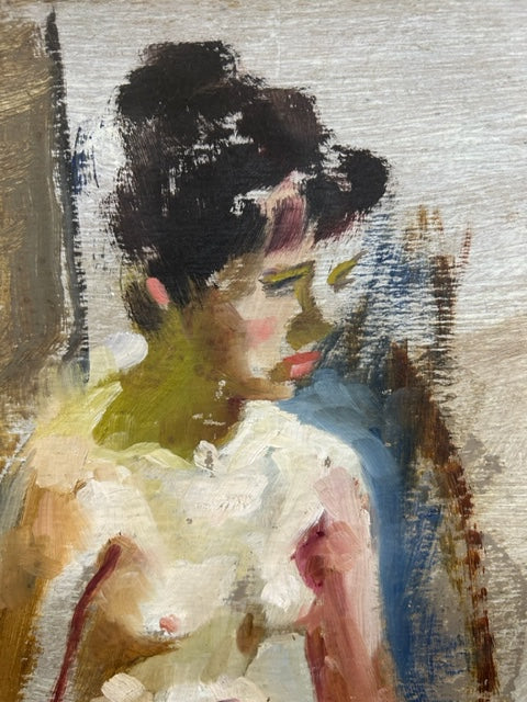 Olio su tavola attribuito a Ken Howard RA (1932-2022)