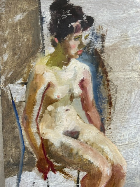 Olio su tavola attribuito a Ken Howard RA (1932-2022)