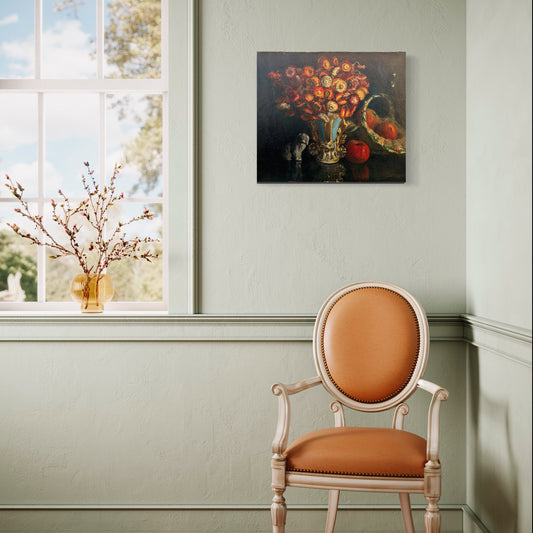 Natura morta dell'inizio del XX secolo, fiori in un vaso blu