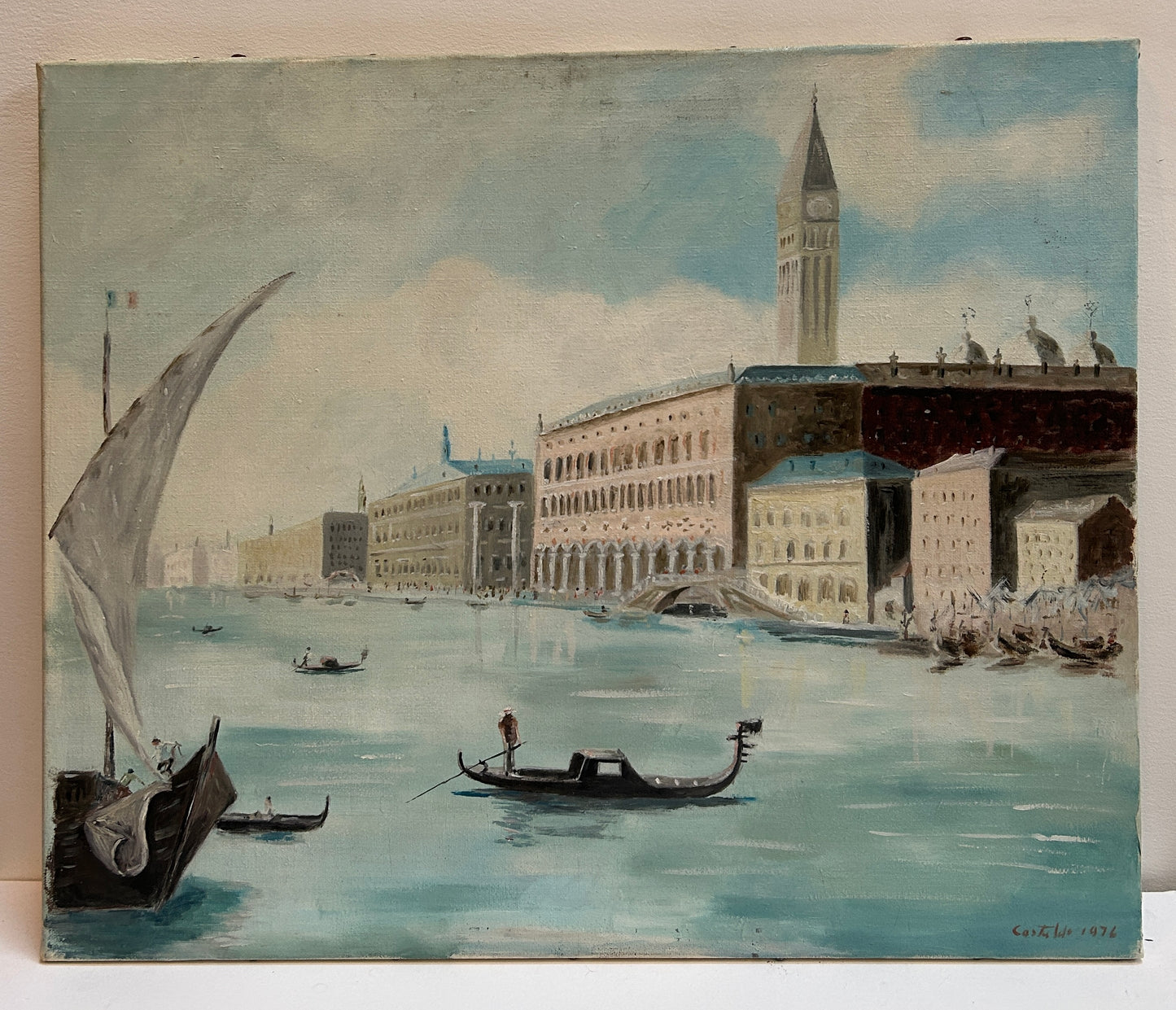 Venice View Italian Oil on Canvas Signed Painting