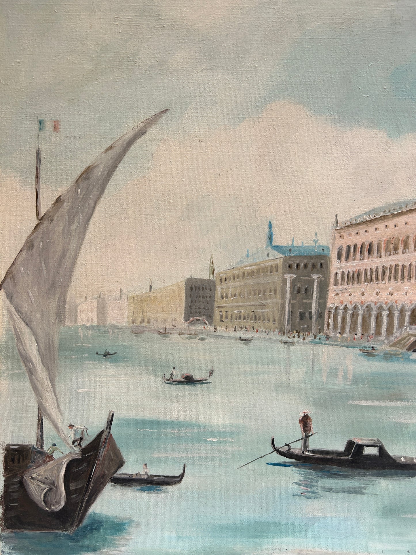 Venice View Italian Oil on Canvas Signed Painting