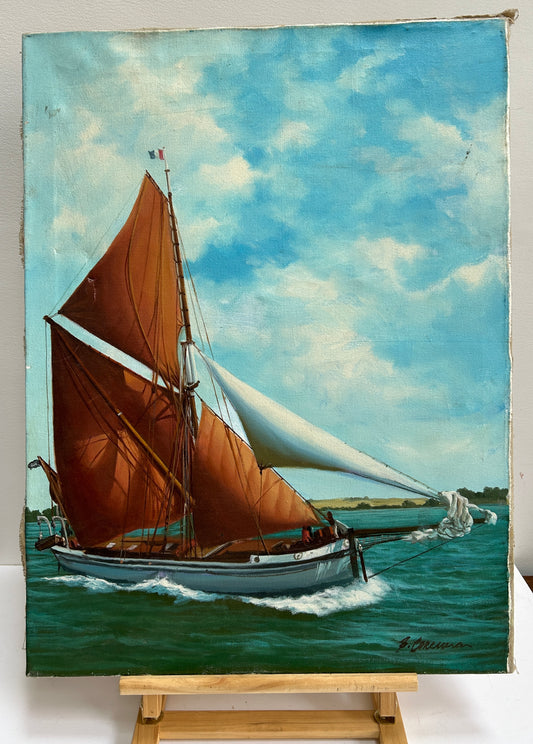 Mid Century Oil on Canvas "Fortnight"