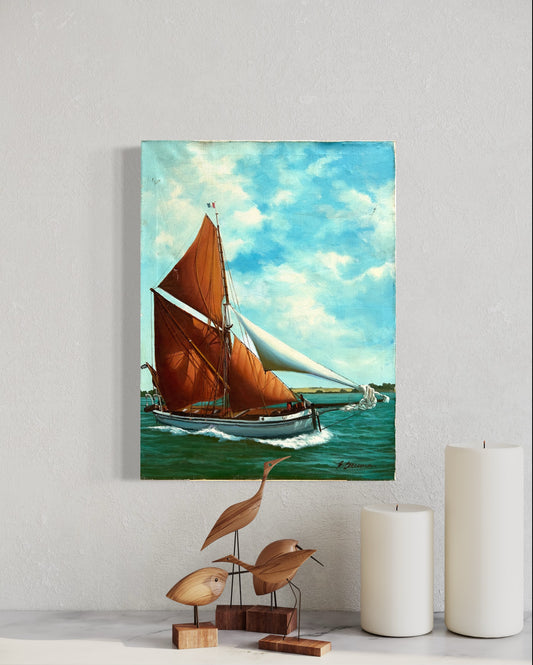 Mid Century Oil on Canvas "Fortnight"