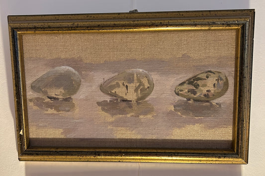 Still Life of Three Quails Eggs Oil on Canvas