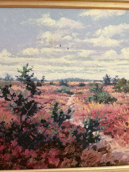 La stagione dell'erica Olio su tela di Richard Tratt b. 1953