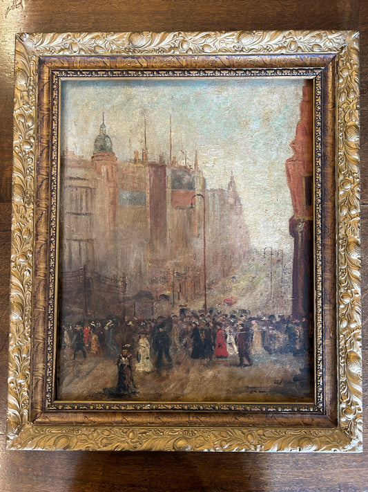 20th Century Impressionist Paris Street Scene Oil on Canvas