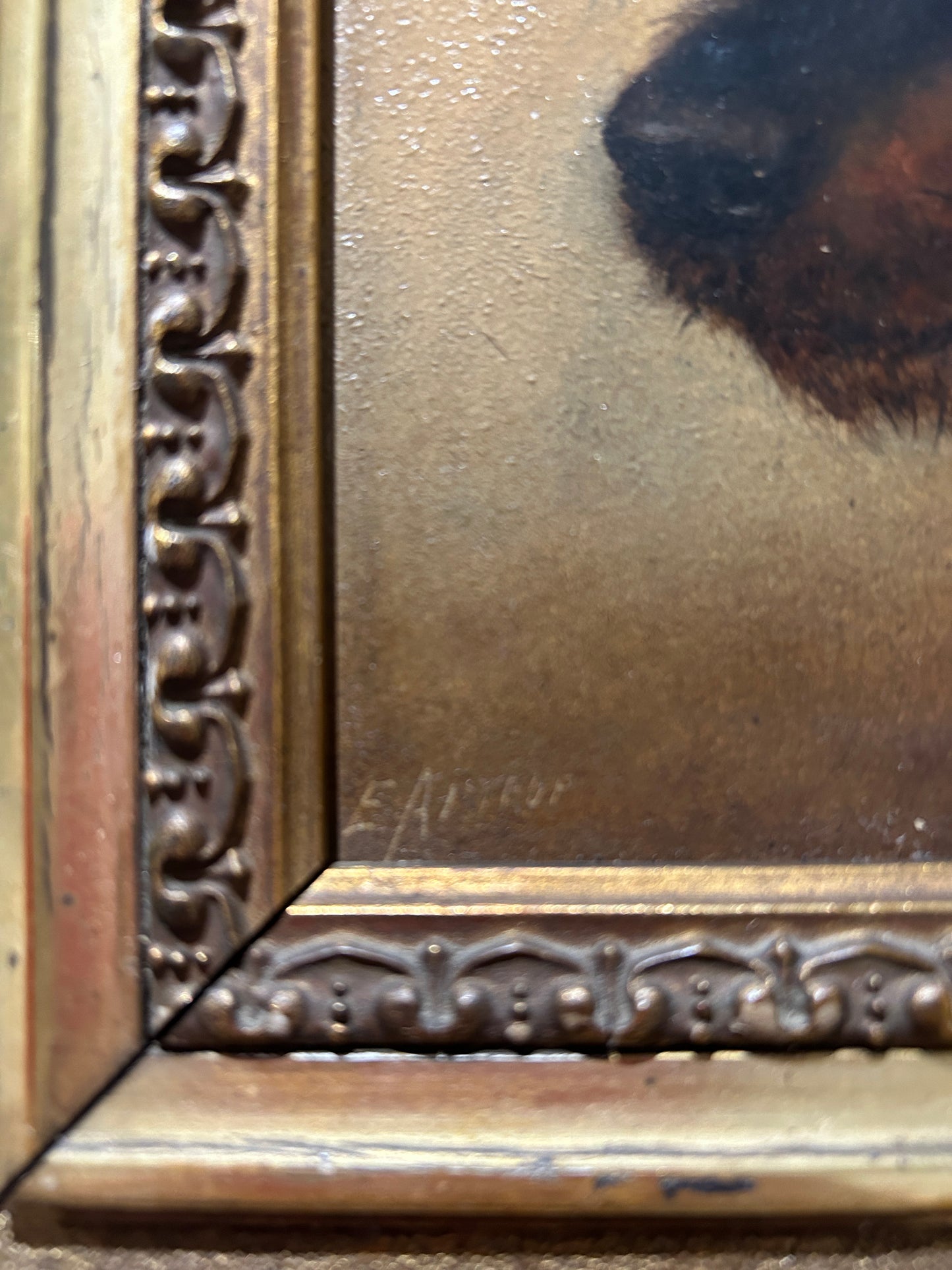 Ritratto di cane Welsh Terrier C1850 Olio su tavola