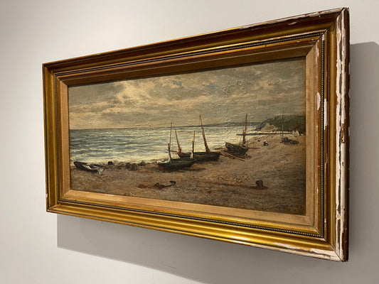 Albert Hodder 1845-1911 Original Oil Painting - Charmouth Beach, Dorset