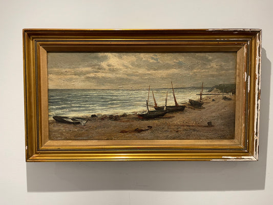 Albert Hodder 1845-1911 Original Oil Painting - Charmouth Beach, Dorset