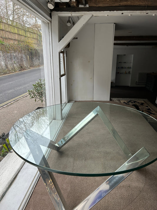 Andrew Martin Glass and Steel Zig Zag Glass Coffee Table