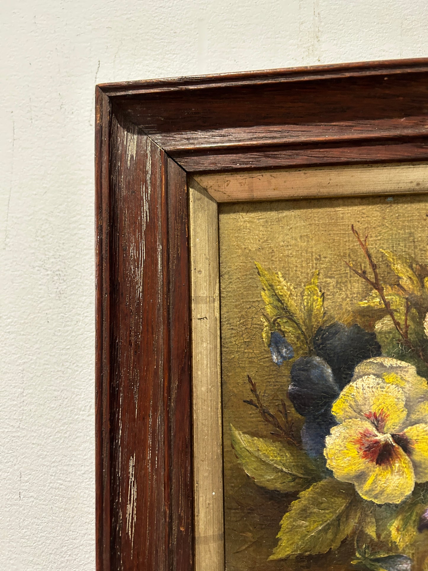 Pretty Pansies Olio su tavola degli anni '30