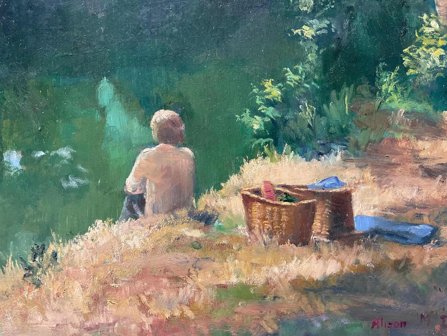 Alison Margaret Dickens b.1917 - Oil Painting Lake Scene