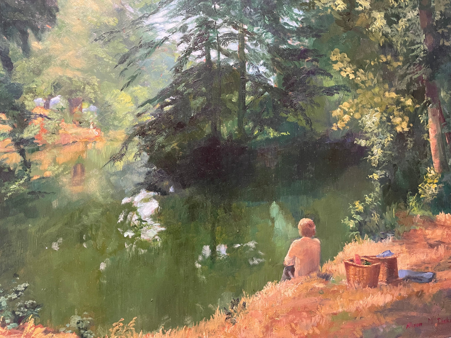 Alison Margaret Dickens b.1917 - Oil Painting Lake Scene