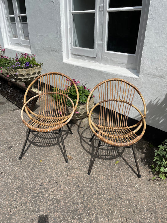 French Bamboo Satellite Chairs C.1950's