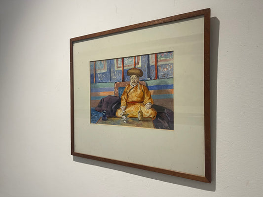 Kanwal Krishna 1910-1993 Acquerello - Buddista - Lhasa