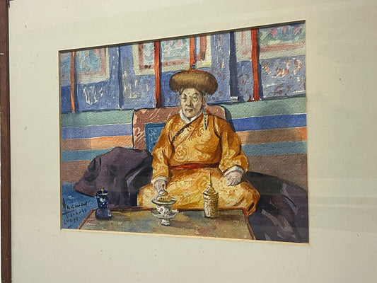 Kanwal Krishna 1910-1993 Acquerello - Buddista - Lhasa