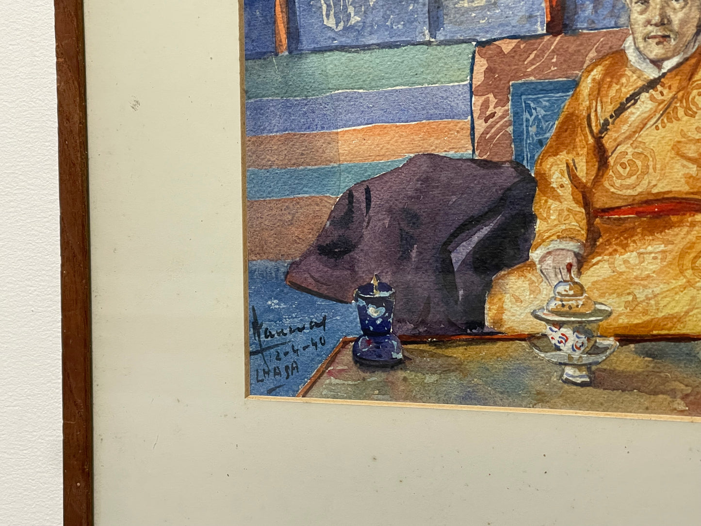 Kanwal Krishna 1910-1993 Acquerello - Buddista - Lhasa