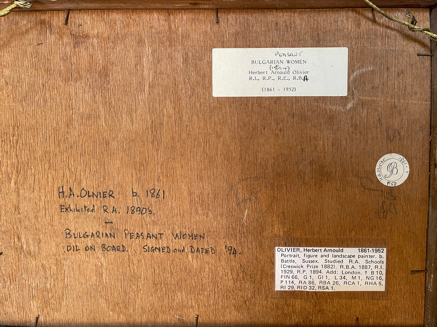 Herbert Arnould Olivier 1861-1952 Pittura ad olio - Contadine bulgare